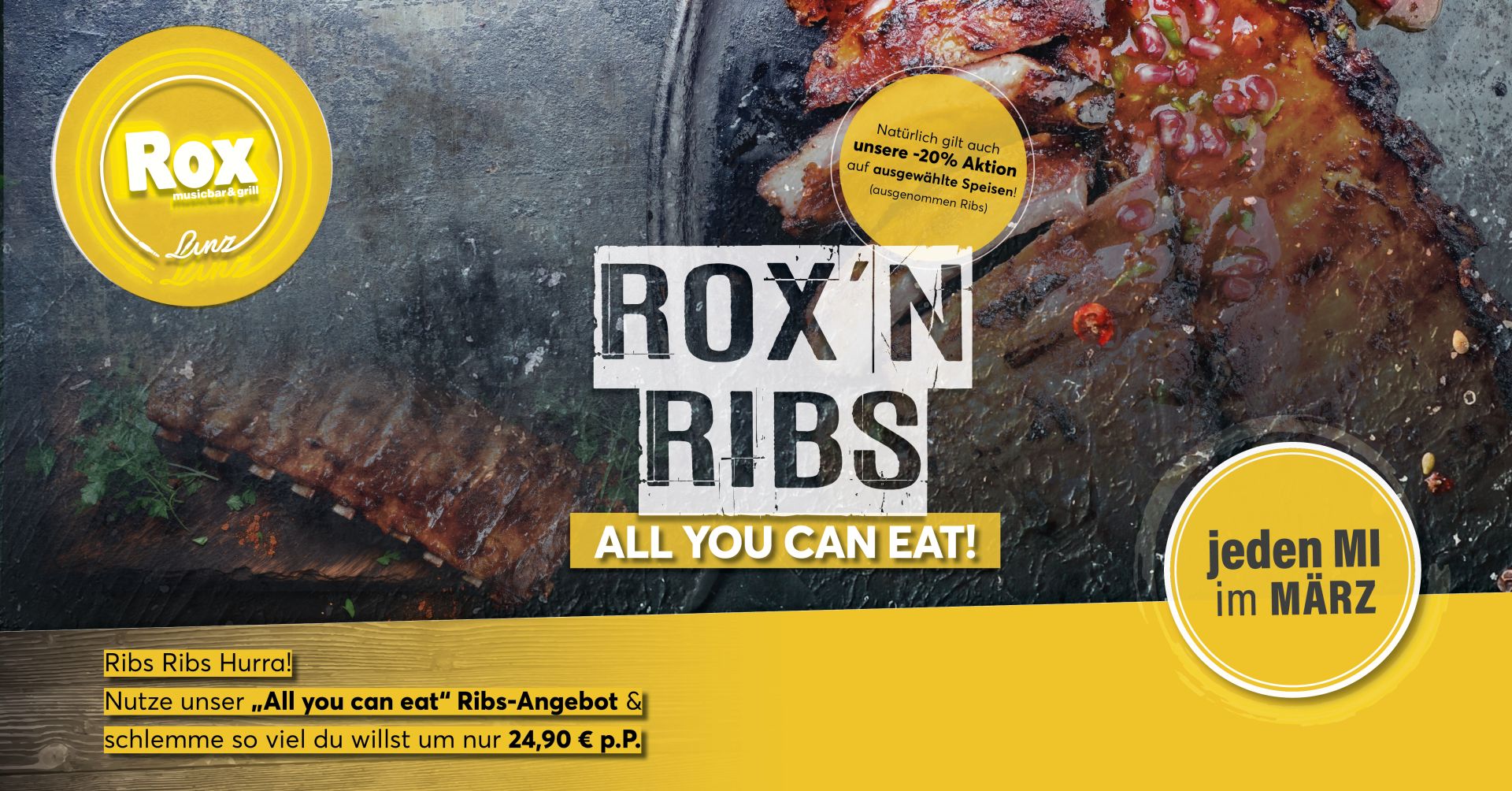 ROX'n'RIBS - all you can eat! Unser Mittwochs Special im März